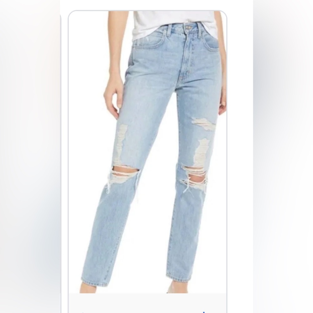 SLVRlake Roxy size 31 distressed straight leg light wash denim jeans 100% Cotton